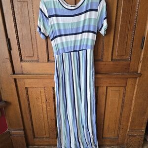 Striped Maxi Dress in Blue and Green Tones